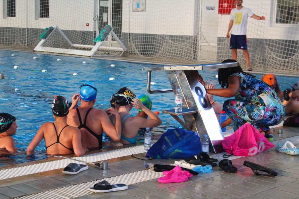 A group of high school swimmers at a practice in Budva, Montenegro.