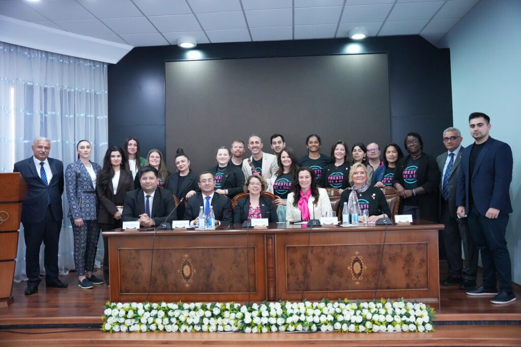 U.S. participants in Azerbaijan after a press conference.