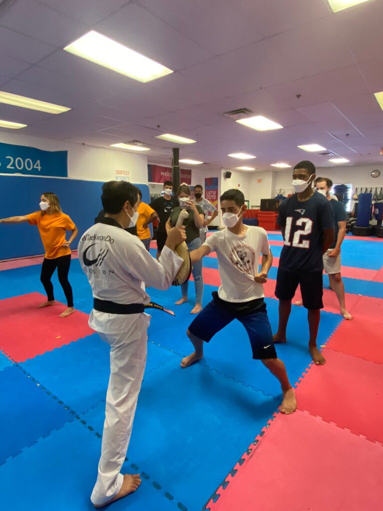 Brazil group at martial arts practice